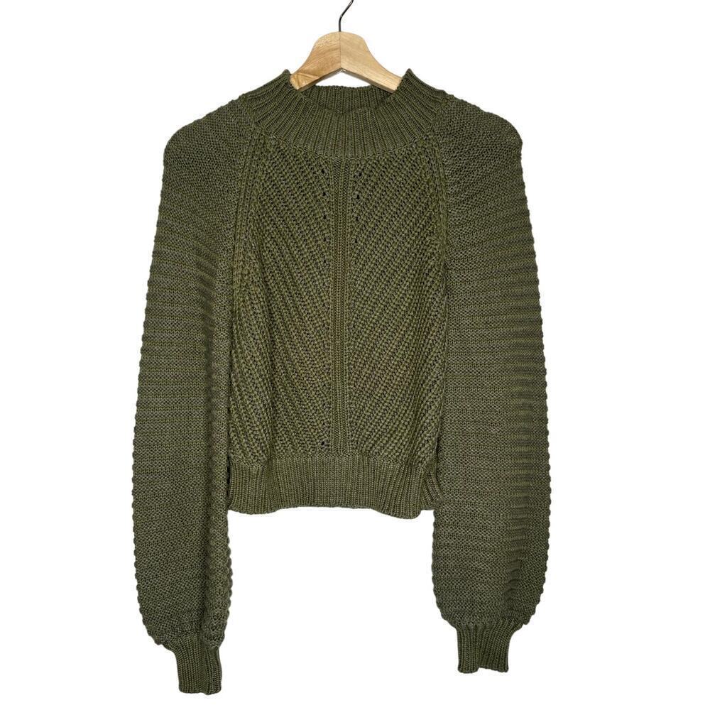 Tularosa Amina Contrast Rib Sweater Green Plaited Rib Chunky Knit Revolve XS